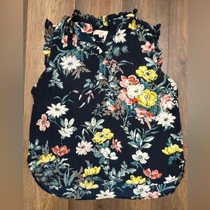 Loft Blouse, sleeveless navy floral